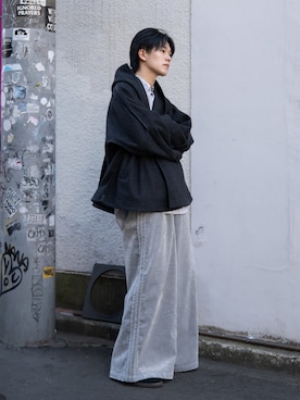 「アイテム（スウェットパンツ）」を使った、KAIさん（メンズ・183cm）の冬コーディネート