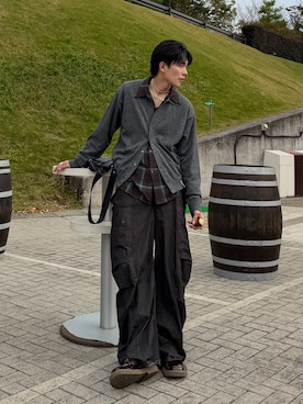 「アイテム（カーゴパンツ）」を使った、KAIさん（メンズ・183cm）の秋コーディネート
