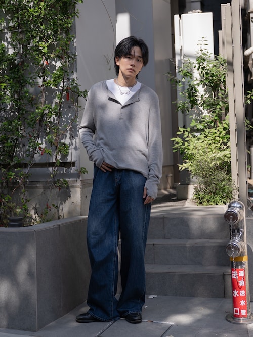 「MONKEY TIME（モンキータイム）のデニム バギー パンツ（デニムパンツ）」を使った、KAIさん（メンズ・183cm）の秋コーディネート