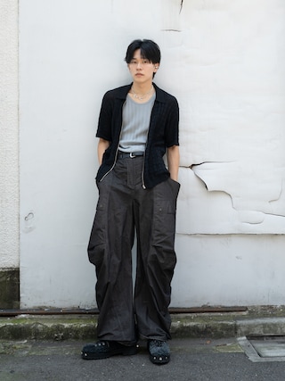 「BEAUTY&YOUTH UNITED ARROWS(ビューティーアンドユースユナイテッドアローズ)のジャガード フルジップ ショートスリーブ ポロニット ウォッシャブル(カーディガン/ボレロ)」を使った、KAIさん(メンズ・183cm)の夏コーディネート