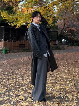 「アイテム（ボストンバッグ）」を使った、KAIさん（メンズ・183cm）の秋コーディネート