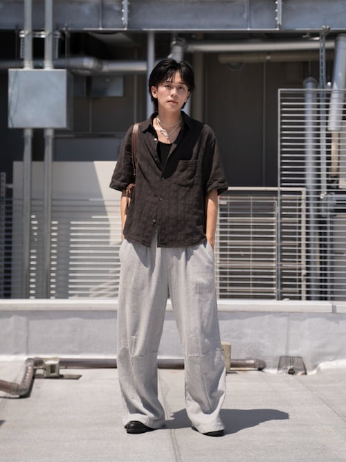 GAUZE MESH CHECK H/S SHIRT