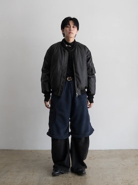 「アイテム（MA-1）」を使った、KAIさん（メンズ・183cm）の秋コーディネート