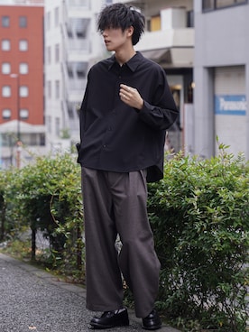 「ウールシャツ」｜「アイテム（スラックス）」を使った、KAIさん（メンズ・183cm）の秋コーディネート