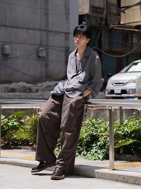 「CASPER JOHN（キャスパージョン）のSmooth shark tab button tailored jacket/スムースシャークタブボタンテーラードジャケット（テーラードジャケット）」を使った、KAIさん（メンズ・183cm）の夏コーディネート