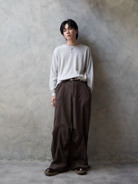 「アイテム（スラックス）」を使った、KAIさん（メンズ・183cm）の夏コーディネート
