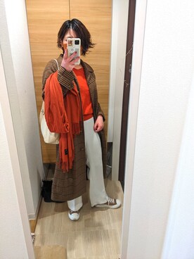 「チェック柄に恋してる」｜「アイテム（スラックス）」を使った、chiyoさん（レディース・157cm）の冬コーディネート