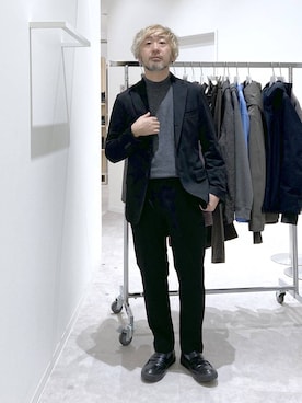 「GLOBAL WORK（グローバルワーク）のウールブレンドモックネックニット/Salon de GW/1052613（ニット/セーター、グレー系）」を使った、大平さん（メンズ・170cm）の秋コーディネート