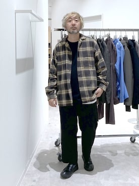 「GLOBAL WORK（グローバルワーク）のアーバンクリーンワイド/576869（その他パンツ、ブラック系）」を使った、大平さん（メンズ・170cm）の秋コーディネート