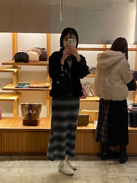 「ゆるニット」｜「アイテム（ブルゾン）」を使った、maruさん（レディース・166cm）の冬コーディネート