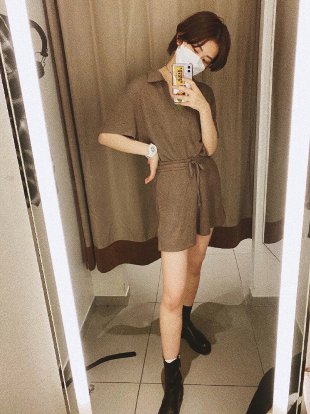 「オトナカジュアル、夏コーデ、シンプル、プチプラ、セットアップ、H&M、ショートヘア、高身長女子」｜「H&Mのアイテム（トップス、ブラウン系）」を使った、tajiさん（レディース・168cm）の夏コーディネートの1枚目の写真