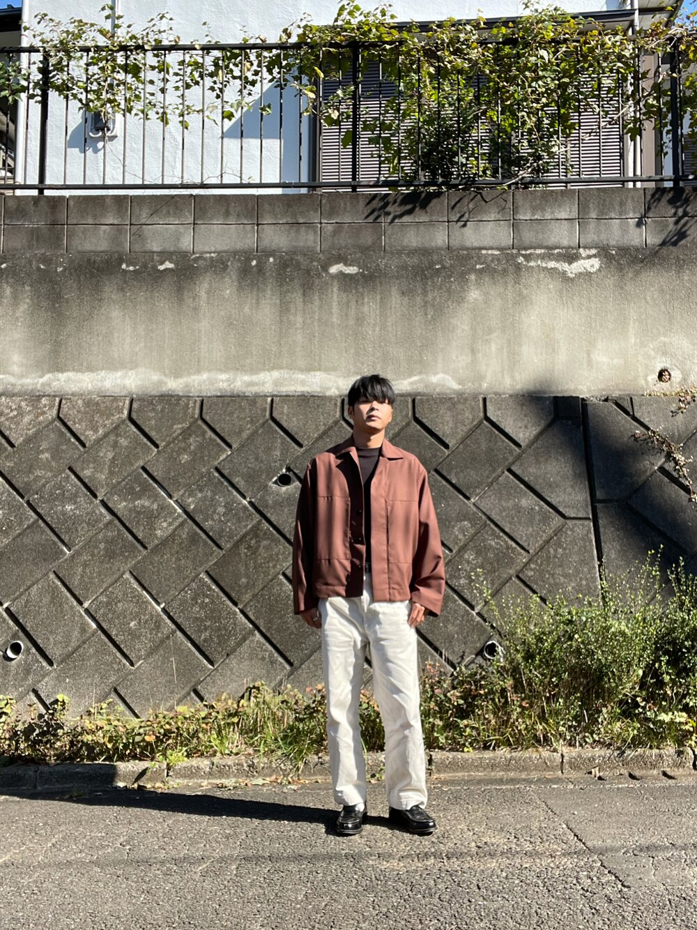 「秋冬コーデ、キレイめ、MARKAWARE、UNIQLO U、Steven Alan、HARUTA、お洒落さんとつながりたい」｜「Steven Alanの＜Steven Alan＞ STRC/DRILL SP/BGY TPD/パンツ ◆（その他パンツ、ベージュ系）」を使った、yukito saitoさん（メンズ・165cm）の秋コーディネートの1枚目の写真