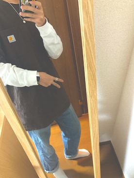 「リーバイス501」｜「アイテム（スリッポン）」を使った、はやとんさん（メンズ・172cm）の秋コーディネート