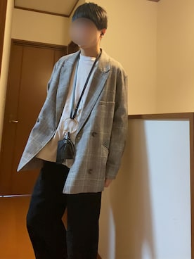 「remer（リメール）のアイテム（テーラードジャケット）」を使った、ムッシさん（メンズ・163cm）の冬コーディネート