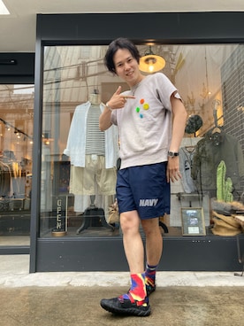 「FRUIT OF THE LOOM（フルーツオブザルーム）のアイテム（スウェット）」を使った、いたちさん（メンズ・175cm）の夏コーディネート
