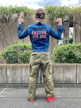「red」｜「アイテム（ジャケット/アウター）」を使った、いたちさん（メンズ・175cm）の秋コーディネート