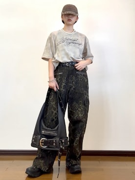 「アイテム（帽子、ブラウン系）」を使った、　lunaさん（レディース・162cm）の夏コーディネート