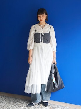 「アイテム（エコバッグ/サブバッグ）」を使った、SARA🇹🇼from TAIWAN!さん（レディース・168cm）の夏コーディネート
