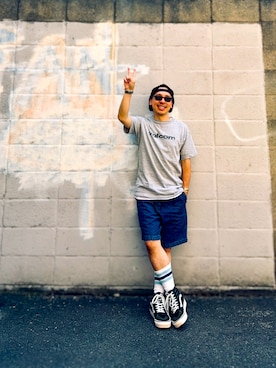「VOLCOM」｜たつやさん（メンズ・155cm）の夏コーディネート