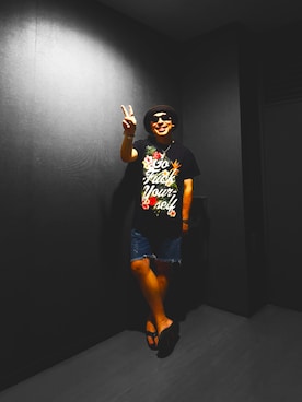 「Levi's（リーバイス）のアイテム（その他パンツ、ブルー系）」を使った、たつやさん（メンズ・155cm）の夏コーディネート