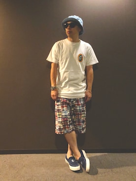 「Abercrombie&Fitch（アバークロンビーアンドフィッチ）のアイテム（パンツ）」を使った、たつやさん（メンズ・155cm）の夏コーディネート