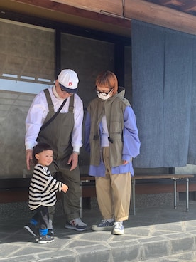 「FRED PERRY（フレッドペリー）のアイテム」を使った、mizu&sonさん（レディース・162cm）の春コーディネート