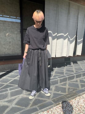 「CONVERSE（コンバース）のconverse コンバース ALL STAR HI オールスター ハイ 3206 BLACK(US)（スニーカー）」を使った、mizu&sonさん（レディース・162cm・50代）の秋コーディネート