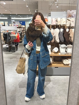 「アイテム（デニムジャケット）」を使った、nanさん（レディース・155cm）の秋コーディネート