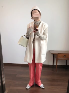 「シルバーシューズ」｜「アイテム（ニットキャップ/ビーニー）」を使った、nanさん（レディース・155cm）の冬コーディネート