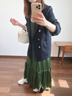 「紺ブレ」｜「アイテム（ブルゾン）」を使った、nanさん（レディース・155cm）の春コーディネート