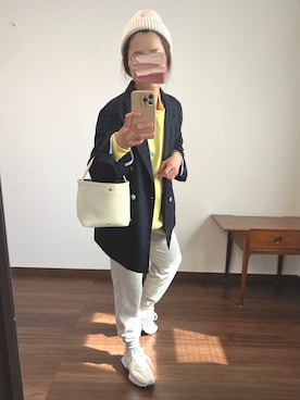 「紺ブレ」｜「アイテム（ブルゾン）」を使った、nanさん（レディース・155cm）の春コーディネート