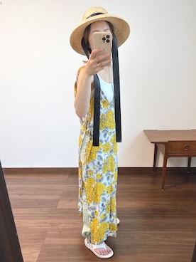 nanさんの「STRAW RIBBON HAT」を使ったコーディネート