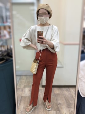「ローリーズファーム(LOWRYS FARM)」｜「アイテム（ハンチング/ベレー帽）」を使った、nanさん（レディース・155cm）の秋コーディネート