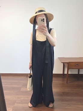 nanさんの「STRAW RIBBON HAT」を使ったコーディネート