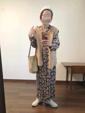 「EDITION（エディション）のアイテム（バッグ）」を使った、nanさん（レディース・155cm）の冬コーディネート