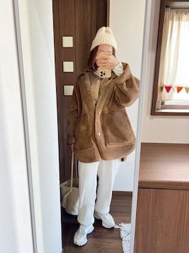 「アイテム（ニットキャップ/ビーニー）」を使った、nanさん（レディース・155cm）の秋コーディネート