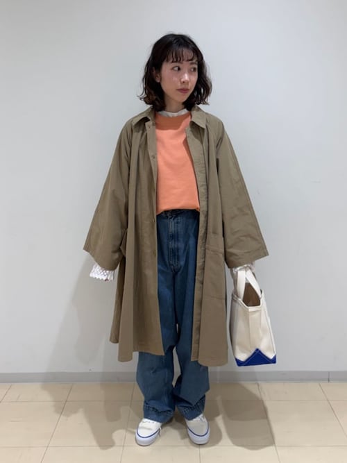 Orcival レディースコットンコート ORCIVAL | ガーメントダイ コットン Aライン ラグランコート WOMEN