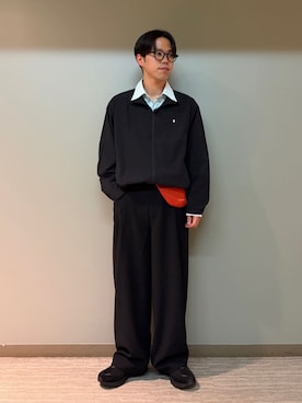 「GYMPHLEX（ジムフレックス）のGymphlex | タック ワイドイージーパンツ MEN（その他パンツ、ブラック系）」を使った、Bshopスタッフさん（レディース・155cm）の春コーディネート
