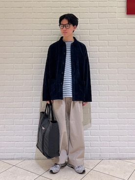 「アイテム（カバーオール）」を使った、Bshopスタッフさん（メンズ・175cm）の秋コーディネート