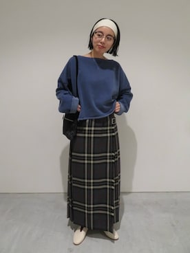 「アイテム（ヘアバンド）」を使った、Bshopスタッフさん（レディース・157cm）の秋コーディネート