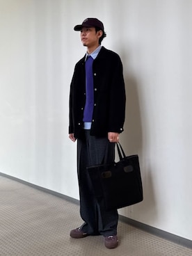 「アイテム（カバーオール）」を使った、Bshopスタッフさん（メンズ・182cm）の冬コーディネート