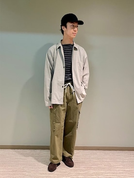 「DANTON（ダントン）のアイテム（パンツ）」を使った、Bshopスタッフさん（メンズ・177cm）の秋コーディネート