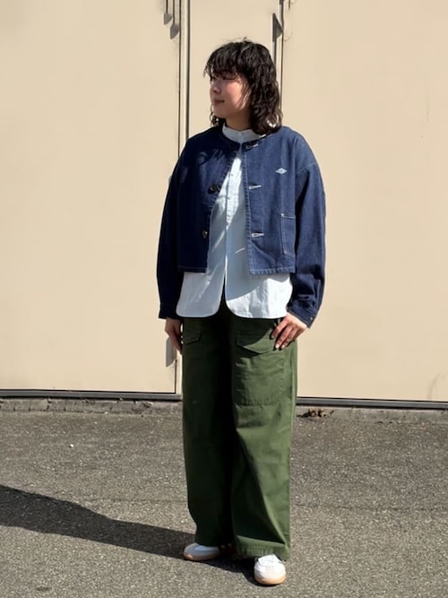 DANTON | 11ozデニム ノーカラーショートジャケット WOMEN（デニム