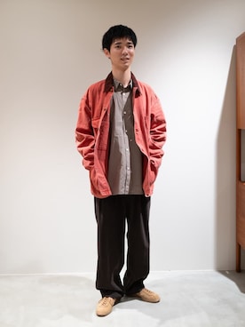 「アイテム（カバーオール）」を使った、Bshopスタッフさん（メンズ・177cm）の冬コーディネート