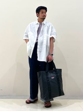 「orSlow（オアスロウ）のアイテム（パンツ）」を使った、Bshopスタッフさん（メンズ・168cm）の夏コーディネート