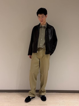 「J&M Davidson（ジェイアンドエムデヴィッドソン）のJ&M DAVIDSON | ENVELOPE BUCKLE TIP END 25MM（ベルト、ブラウン系）」を使った、Bshopスタッフさん（メンズ・178cm）の春コーディネート