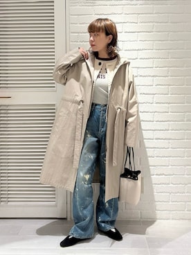 「DANTON（ダントン）のアイテム」を使った、Bshopスタッフさん（レディース・154cm）の春コーディネート