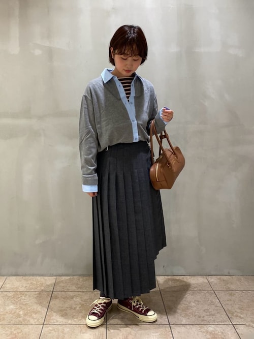 YOUNG & OLSEN The DRYGOODS STORE | エンボスレザー ワイドボストンバッグ S