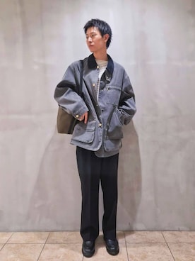 「アイテム（カバーオール）」を使った、Bshopスタッフさん（メンズ・180cm）の秋コーディネート