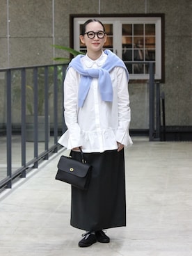 「アイテム（タイツ/ストッキング）」を使った、Bshopスタッフさん（レディース・157cm）の冬コーディネート